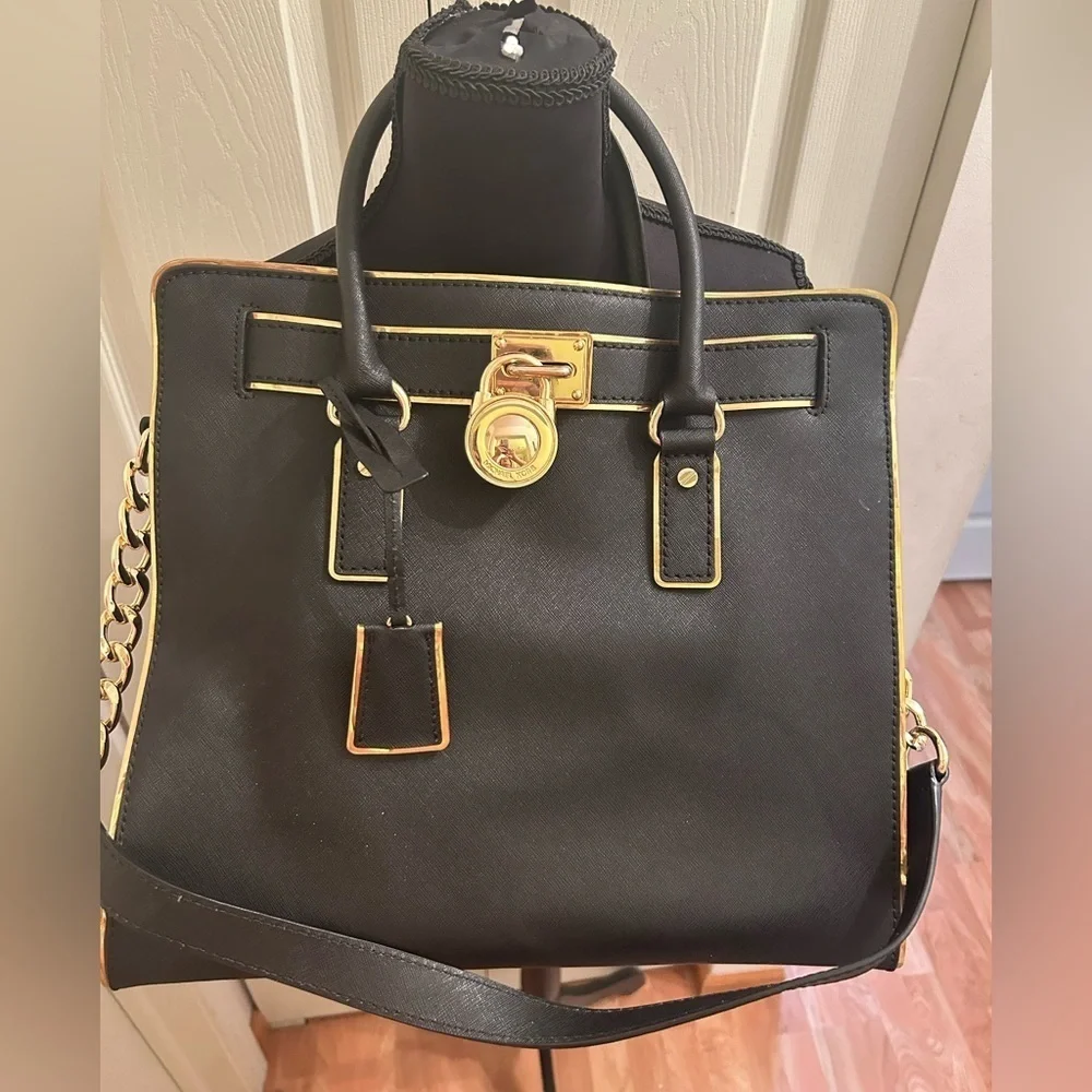 Michael Kors Hamilton Elegant Black and Gold Women's Tote